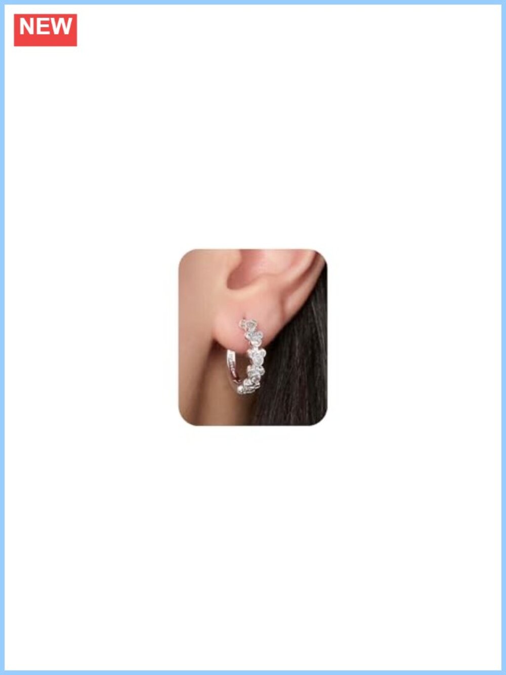 Cubic Zirconia Mickey Mouse Hoop Earrings Silver Flash-Plated Brass